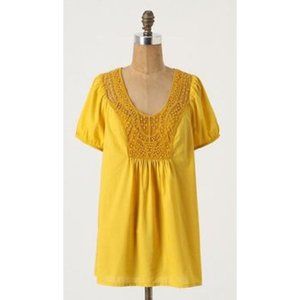 Edme & Esyllte Anthropologie Yellow lace tunic top